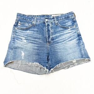 AG The Alex Vintage Boyfriend Short Raw Hem Denim Jean Shorts Size 26